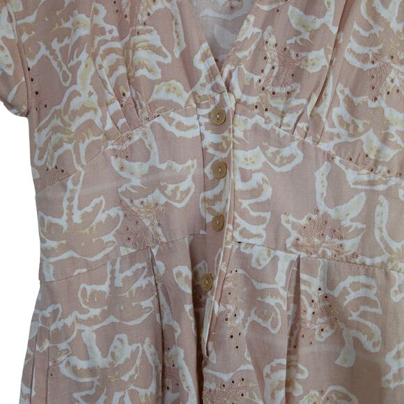 ZARA pink Eyelet Embroidered Babydoll Romper Size S - Picture 3 of 5